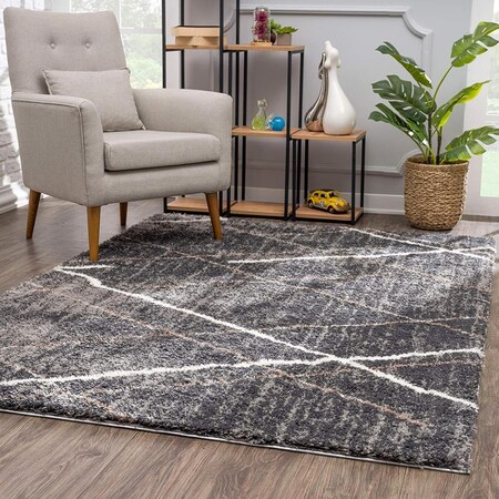 Palacedesigns 5 x 8 ft. Gray Modern Distressed Lines Area Rug - Gray - 5' x 8' PA3104684